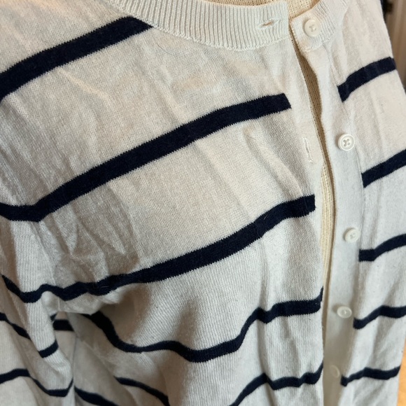 Large Nautical Hampton Old Navy Navy and White Cardigan - Picture 3 of 5